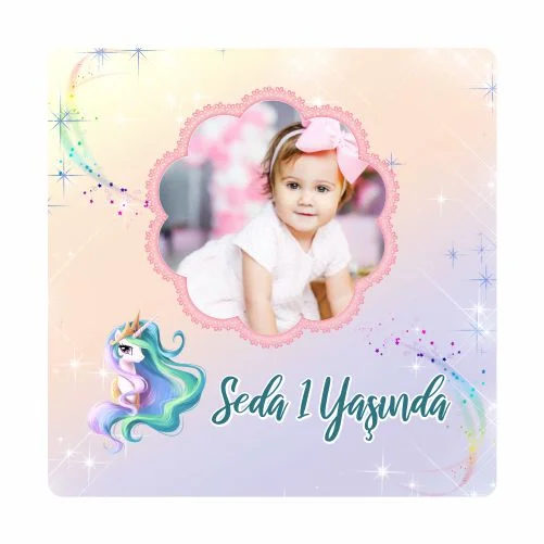 Unıcorn Temalı Doğum Günü Magneti